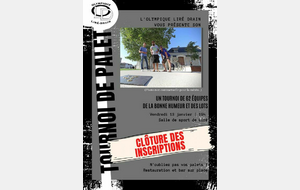 TOURNOI DE PALET / CLÔTURE DES INSCRIPTIONS