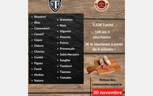 VENTE DE SAUCISSONS (27 NOVEMBRE)