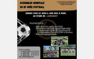 ASSEMBLÉE GÉNÉRALE DU GF ORÉE FOOTBALL (28 MAI)