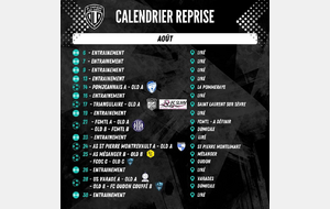 CALENDRIER REPRISE SENIORS AOÛT (1 AOÛT)